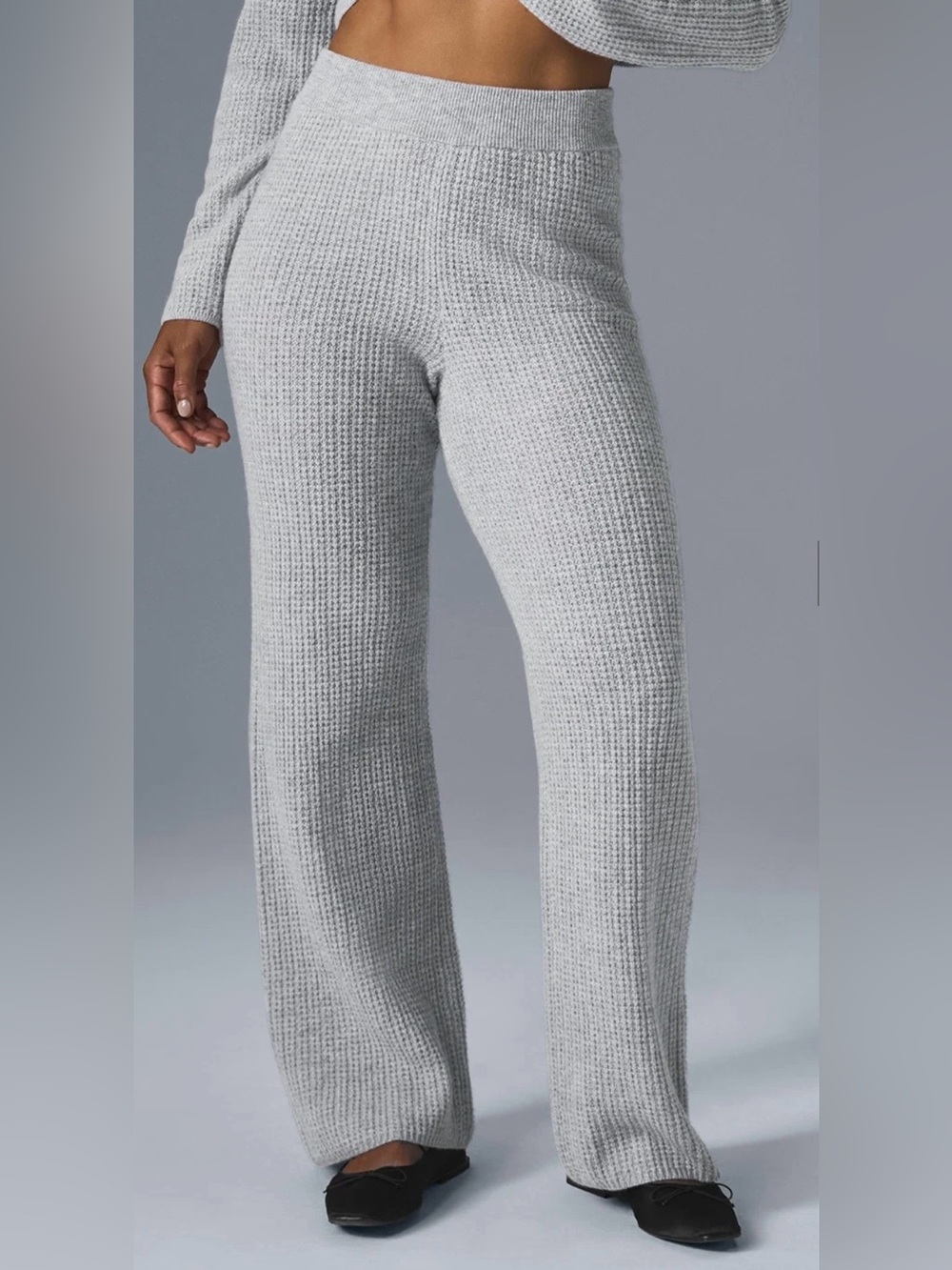 ALO Cashmere High-Waist Plush Waffle Pants